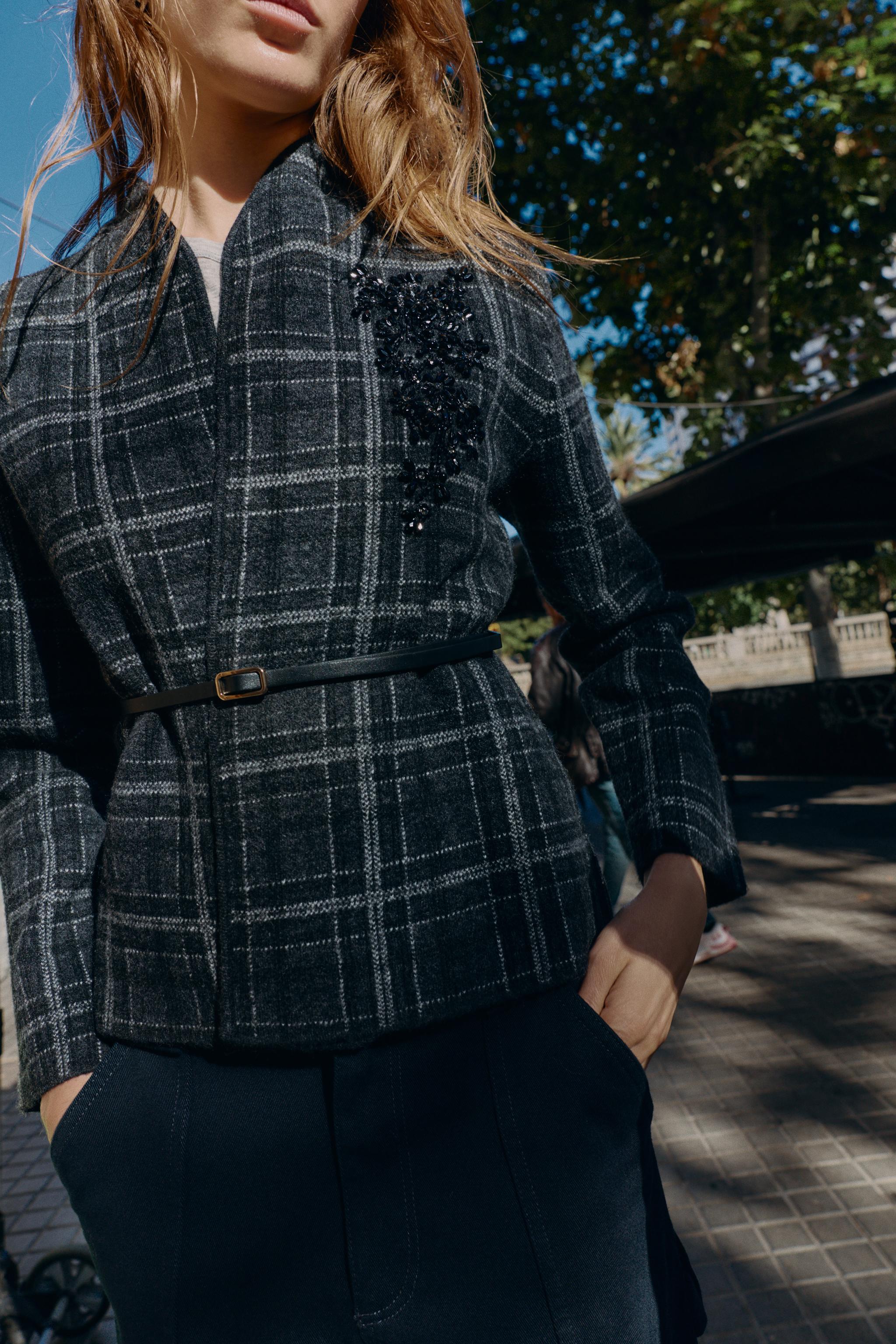 PLAID CARDIGAN WITH BELT